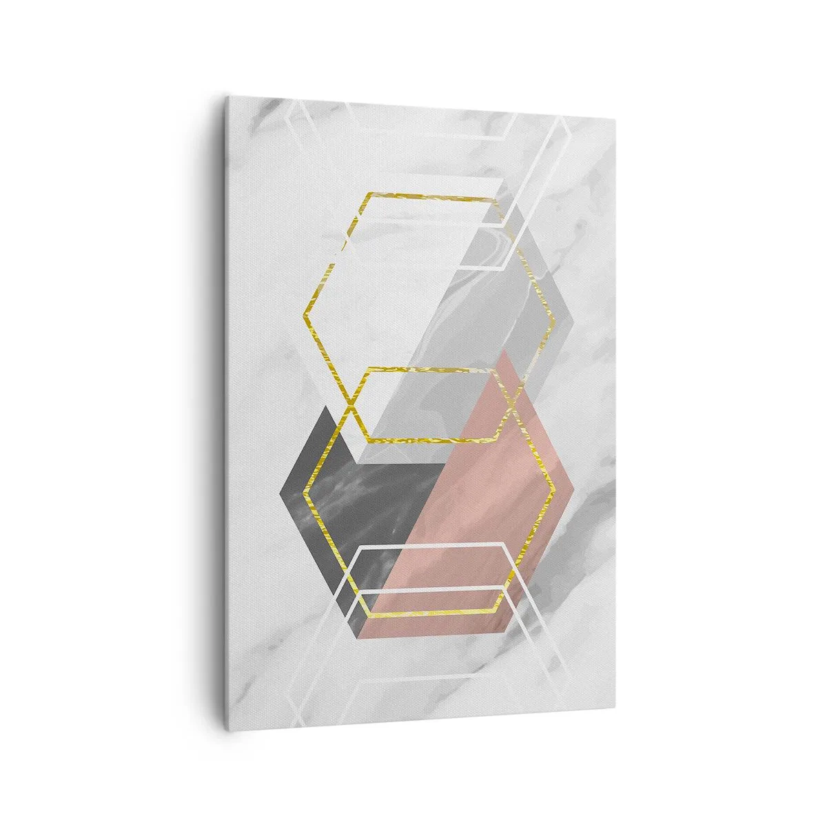 Impression sur toile - Image sur toile - Figures géométriques avec des accents d'or et de marbre - 70x100cm - Composition en chaîne - Décoration murale moderne pour le salon et la chambre ARTTOR