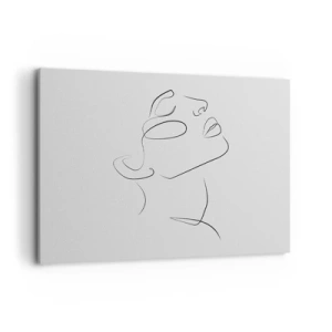 Impression sur toile - Image sur toile - Un croquis minimaliste du visage d'une femme de profil. - 100x70cm - Méandre du rêve - Décoration murale moderne pour le salon et la chambre ARTTOR