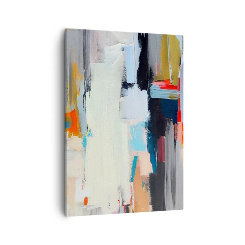 Impression sur toile - Image sur toile - Abstraction colorée avec des coups de pinceau dynamiques - 50x70cm - Y a-t-il une méthode ? - Décoration murale moderne pour le salon et la chambre ARTTOR