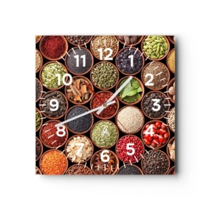 Horloge murale - Pendule murale - Toutes les saveurs du monde - 30x30 cm