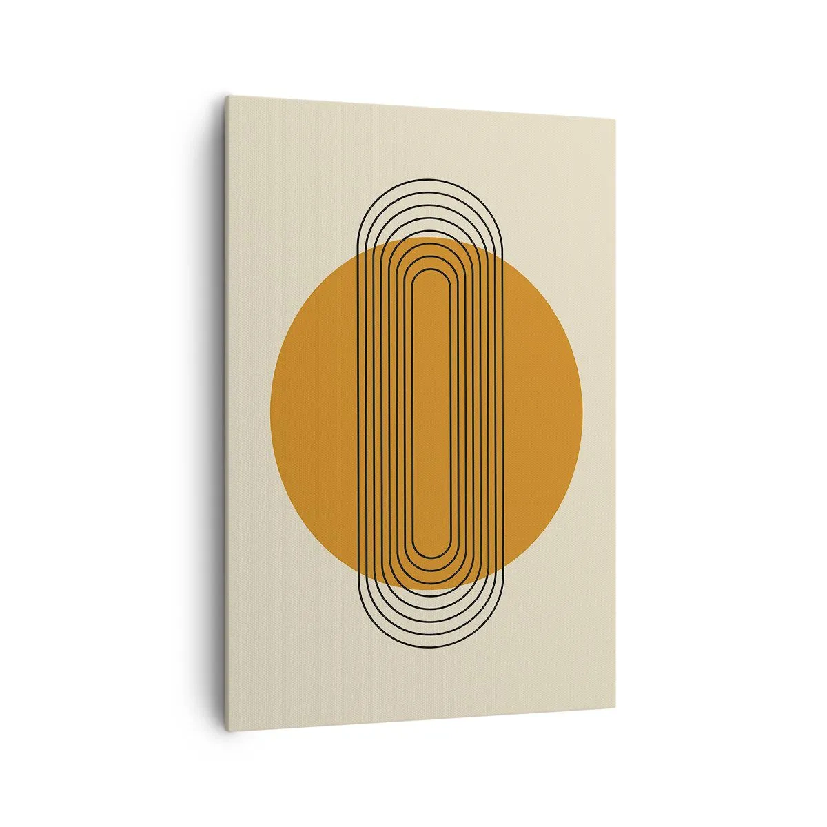 Impression sur toile - Image sur toile - Motif géométrique avec des cercles et des lignes orange - 70x100cm - Plan idéal - Décoration murale moderne pour le salon et la chambre ARTTOR