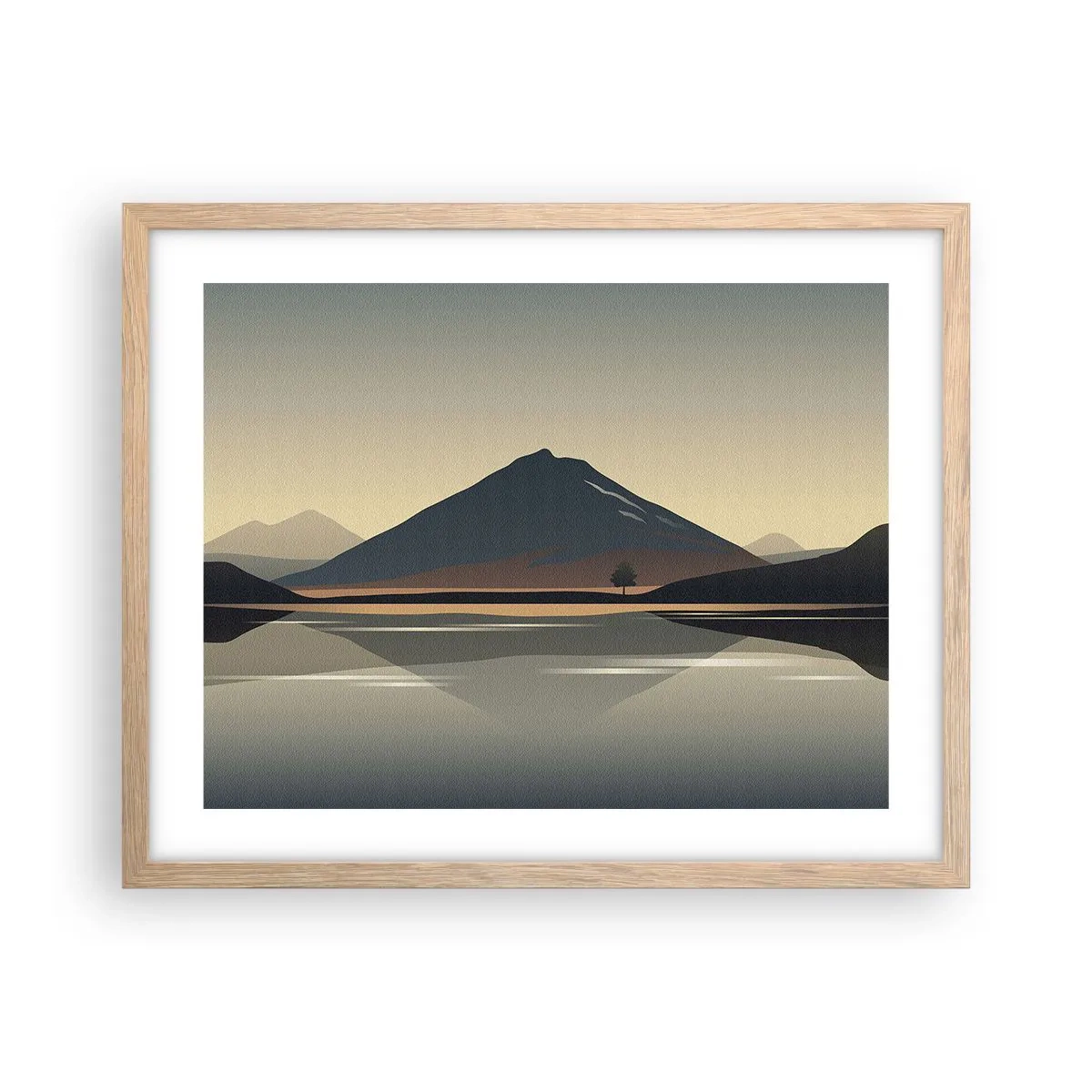 Affiche dans un chêne clair - Poster - Reflet de miroir - 50x40 cm