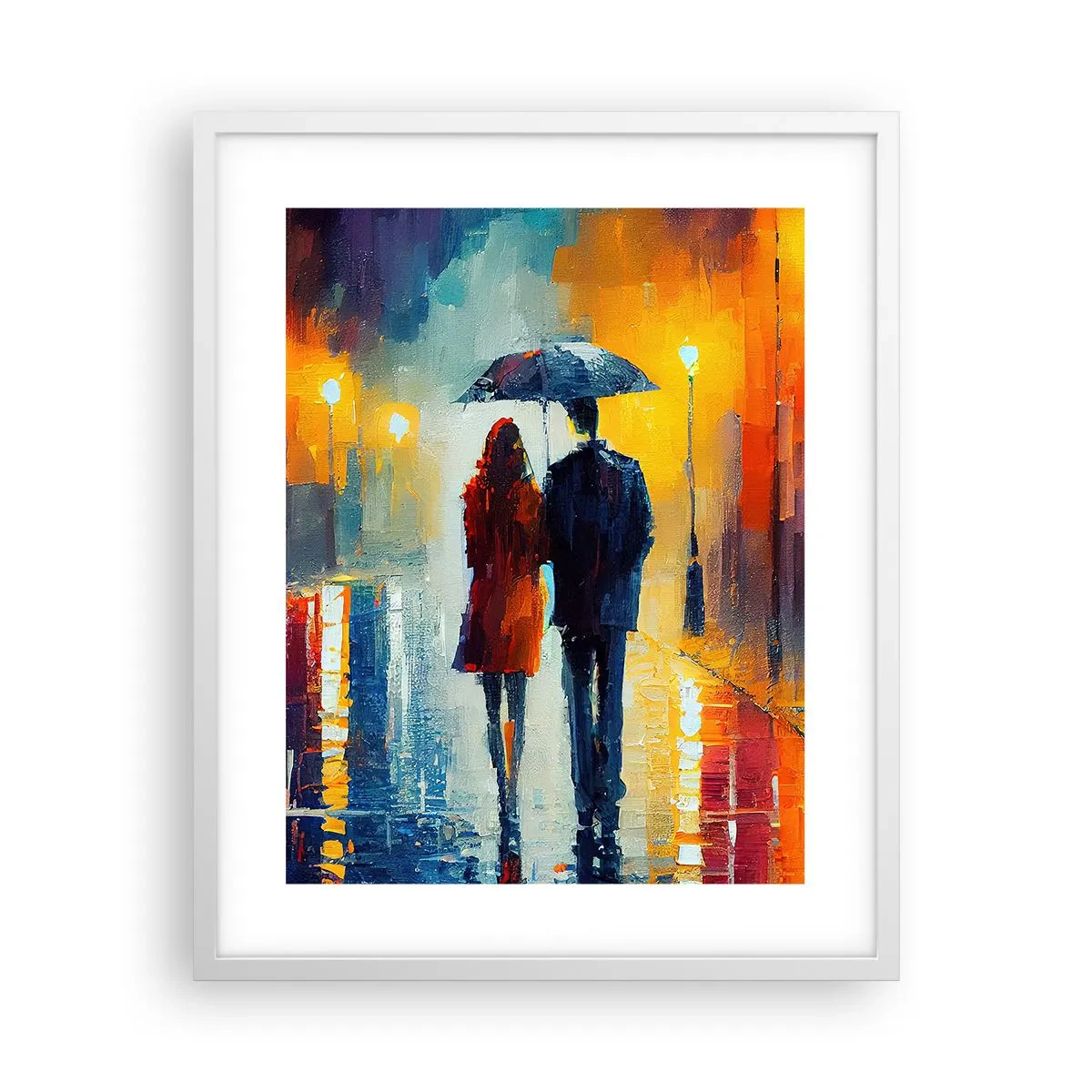 Affiche dans un cadre blanc - Poster - Ensemble – une nuit colorée - 40x50 cm