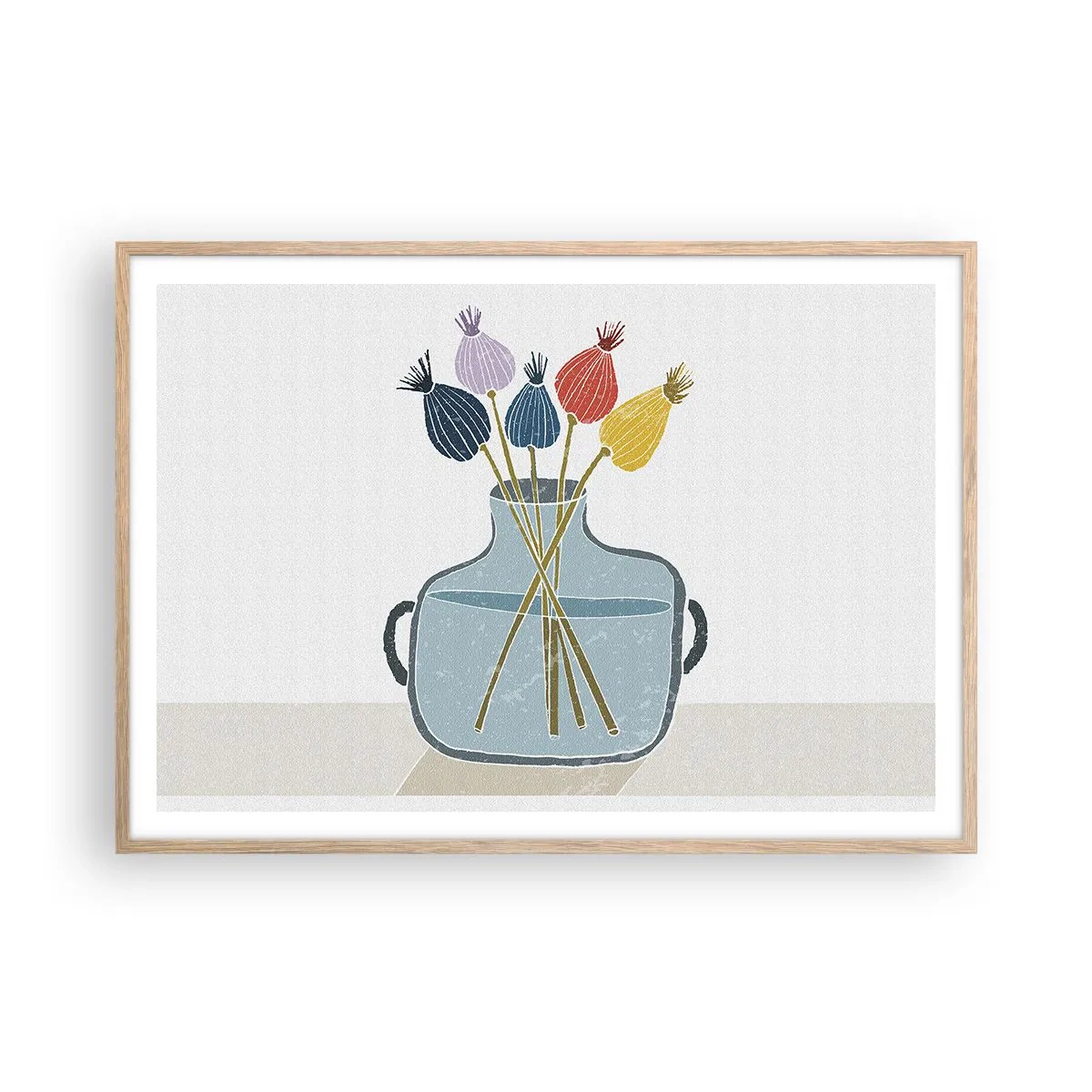 Affiche dans un chêne clair - Poster - Comme s'il avait semé des graines de pavot - 100x70 cm