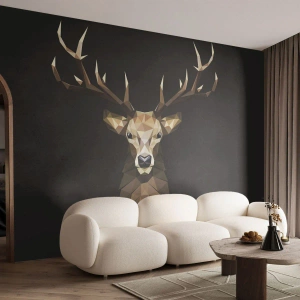 Papier Peint Photo Standard Eco - Cerf cubique - Animaux, Cerf, Graphique - 200x140 cm