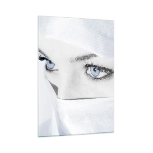 Impression sur verre - Image sur verre - Un portrait subtil avec des yeux bleus expressifs - 50x70cm - Directement des mille et une nuits - Décoration murale moderne pour le salon et la chambre ARTTOR