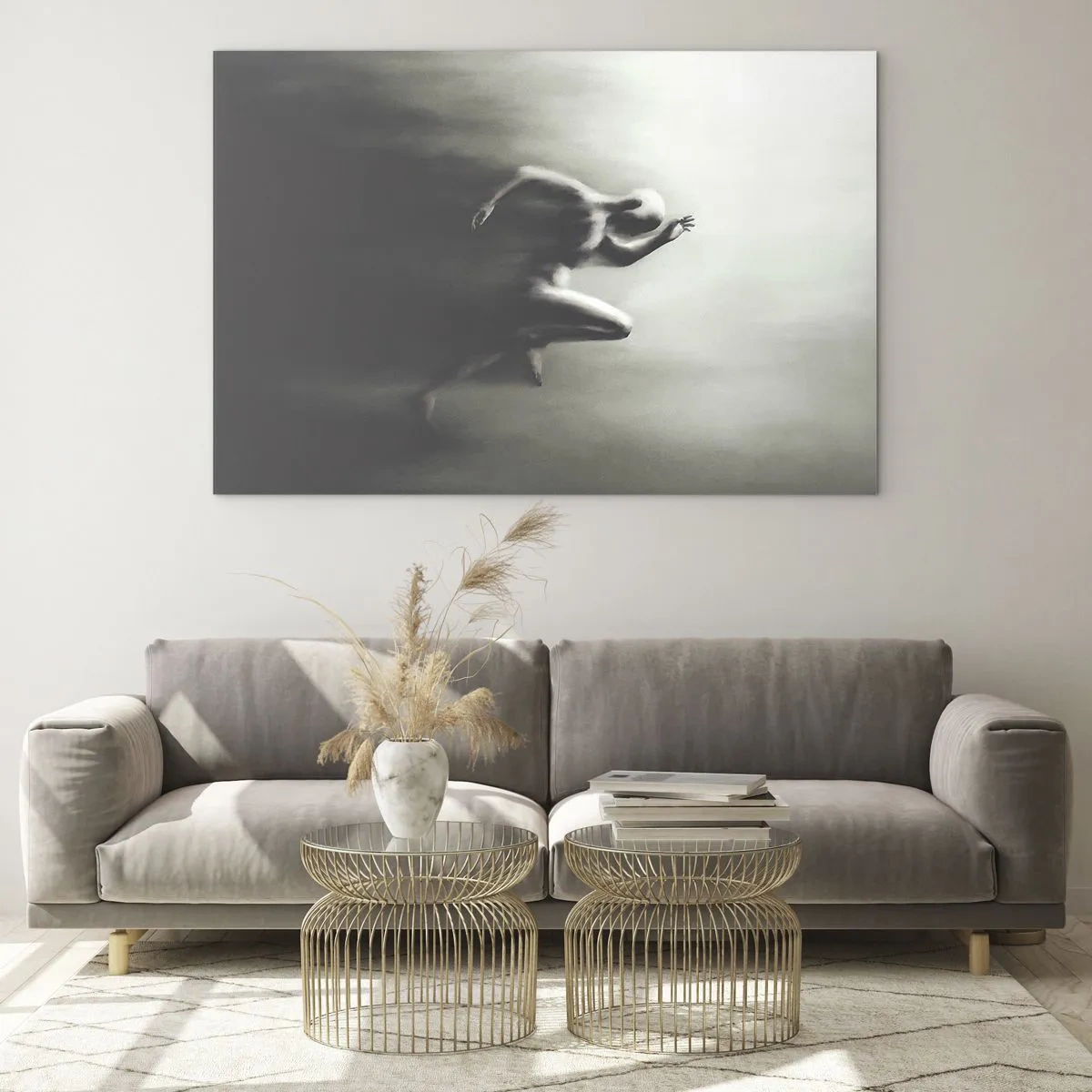 Impression sur verre - Image sur verre - Silhouette dynamique d'une silhouette en train de courir dans une lumière floue - 100x70cm - Inarrêtable - Décoration murale moderne pour le salon et la chambre ARTTOR