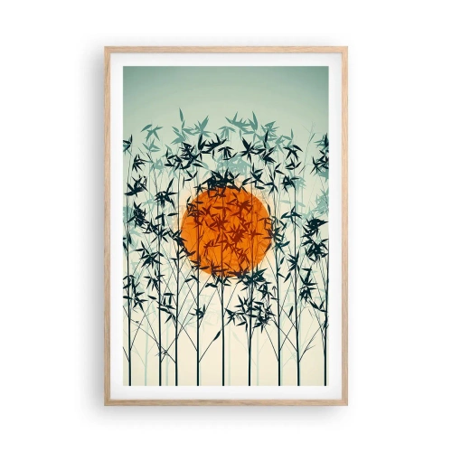 Affiche dans un chêne clair - Poster - Soleil japonnais - 61x91 cm