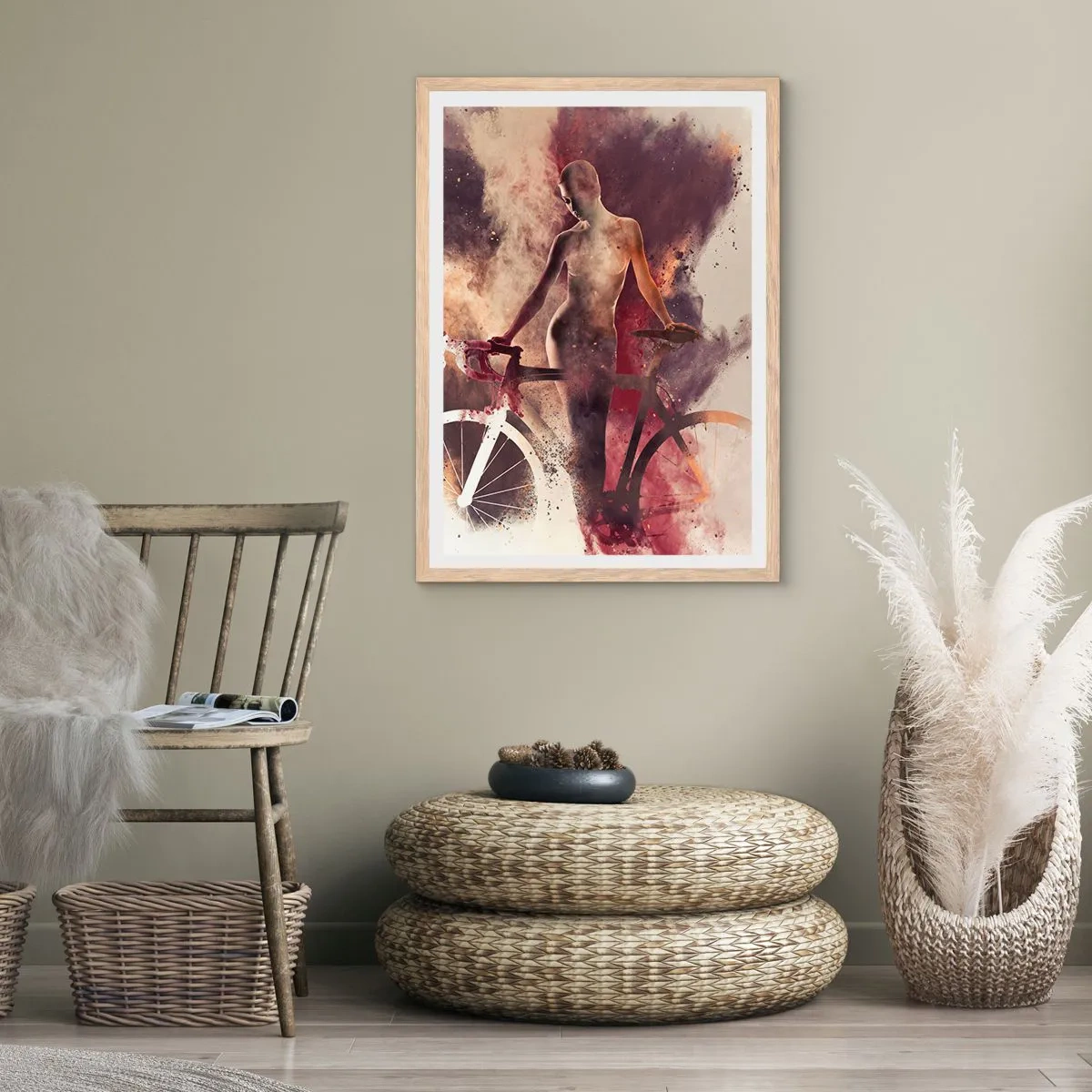 Affiche dans un chêne clair - Poster - Une âme de vélo aux formes marbrées - 50x70 cm