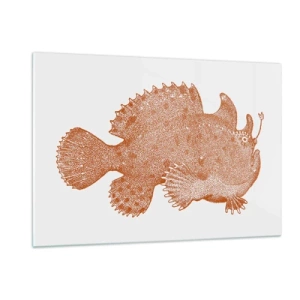 Impression sur verre - Image sur verre - Un dessin rouillé d'un poisson des profondeurs réalisé à l'aide de la technique du point - 120x80cm - Et pourtant un poisson - Décoration murale moderne pour le salon et la chambre ARTTOR
