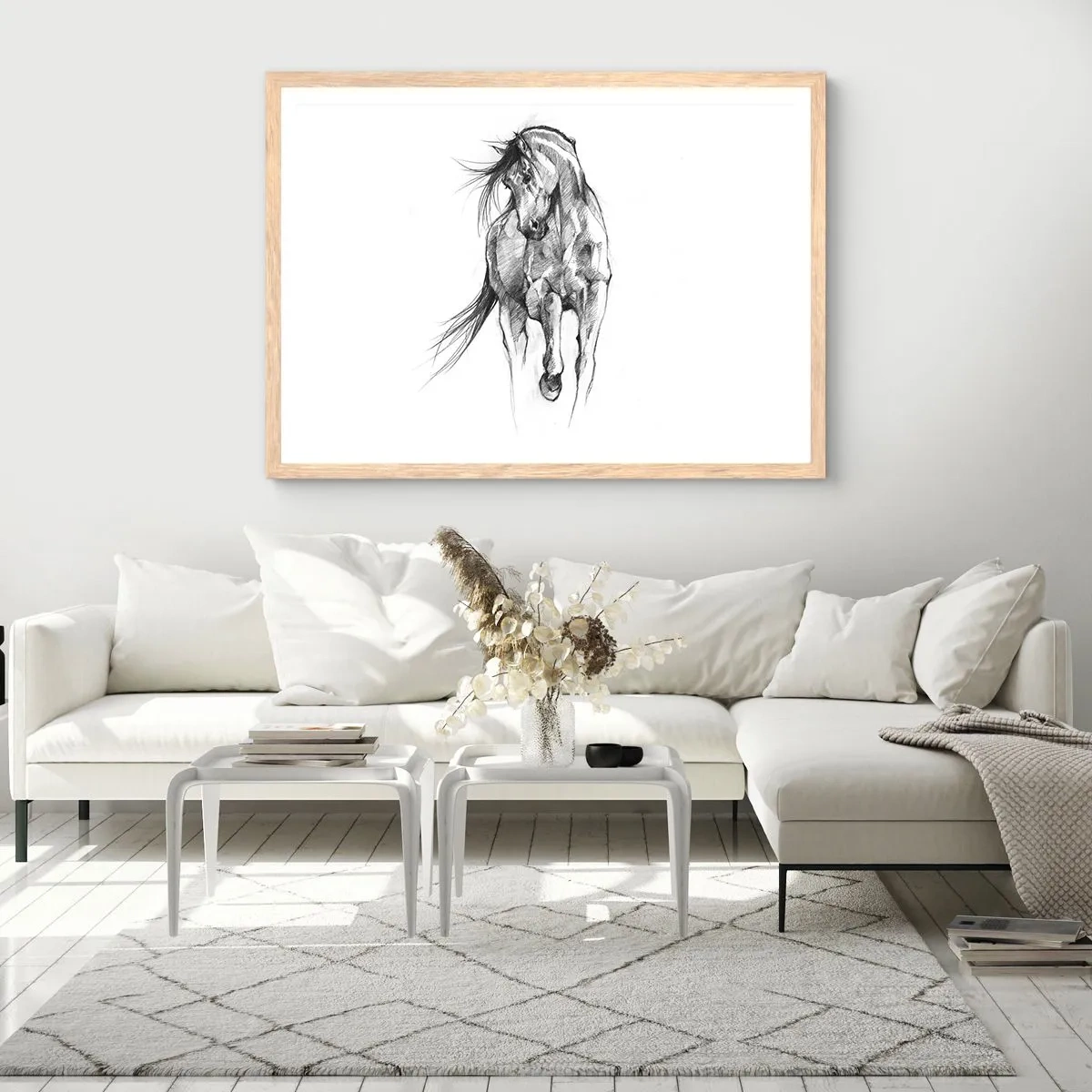 Affiche dans un chêne clair - Poster - D'un trot gracieux - 100x70 cm