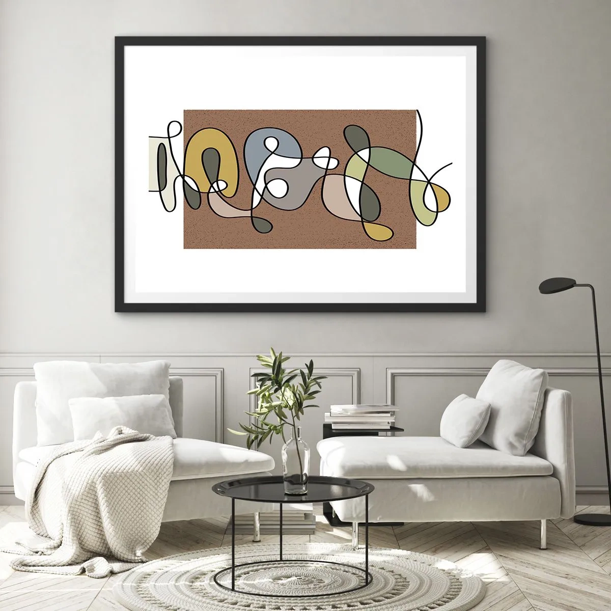 Affiche dans un cadre noir - Poster - Une abstraction qui mérite le sourire - 91x61 cm