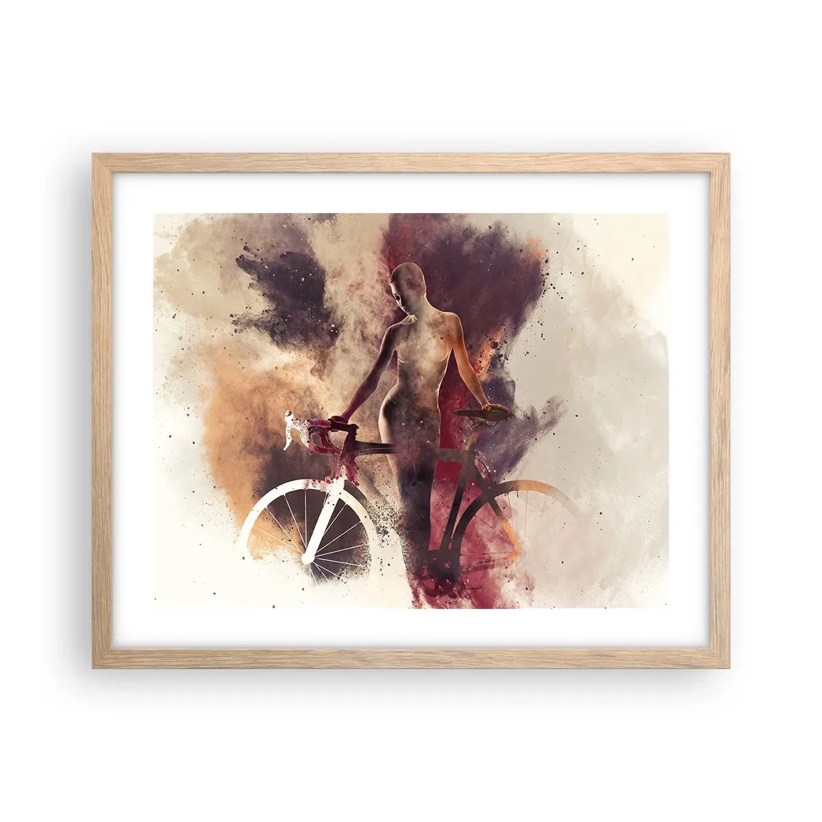 Affiche dans un chêne clair - Poster - Une âme de vélo aux formes marbrées - 50x40 cm