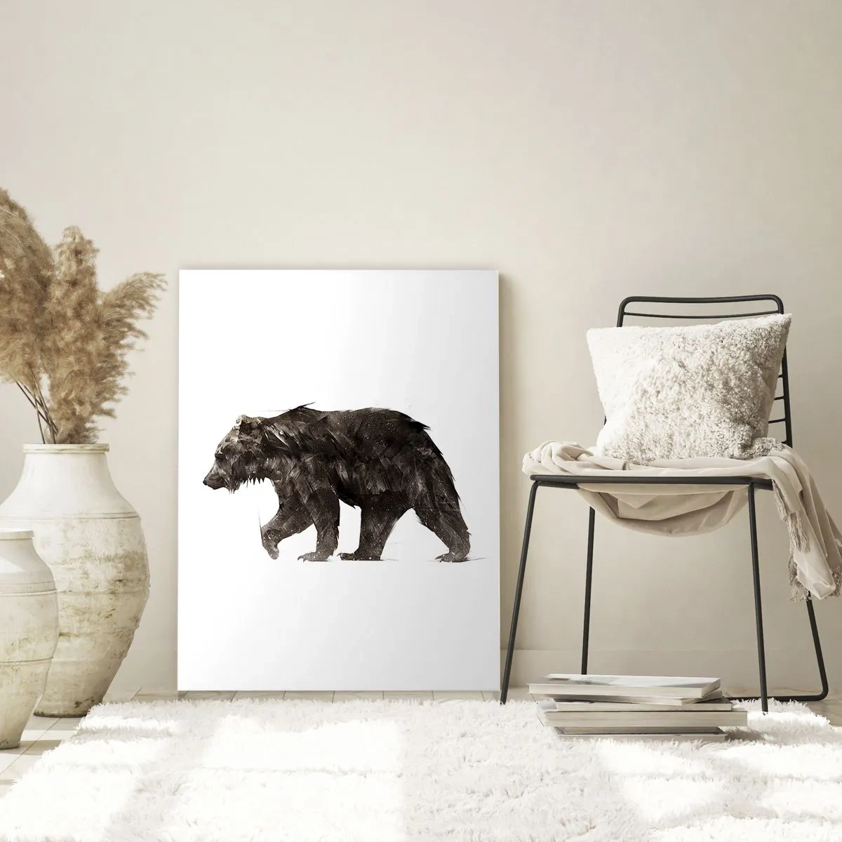 Impression sur verre - Image sur verre - Une représentation artistique d'un ours brun dans des tons de brun et de noir. - 50x70cm - Je porte toujours de la vraie fourrure ! - Décoration murale moderne pour le salon et la chambre ARTTOR