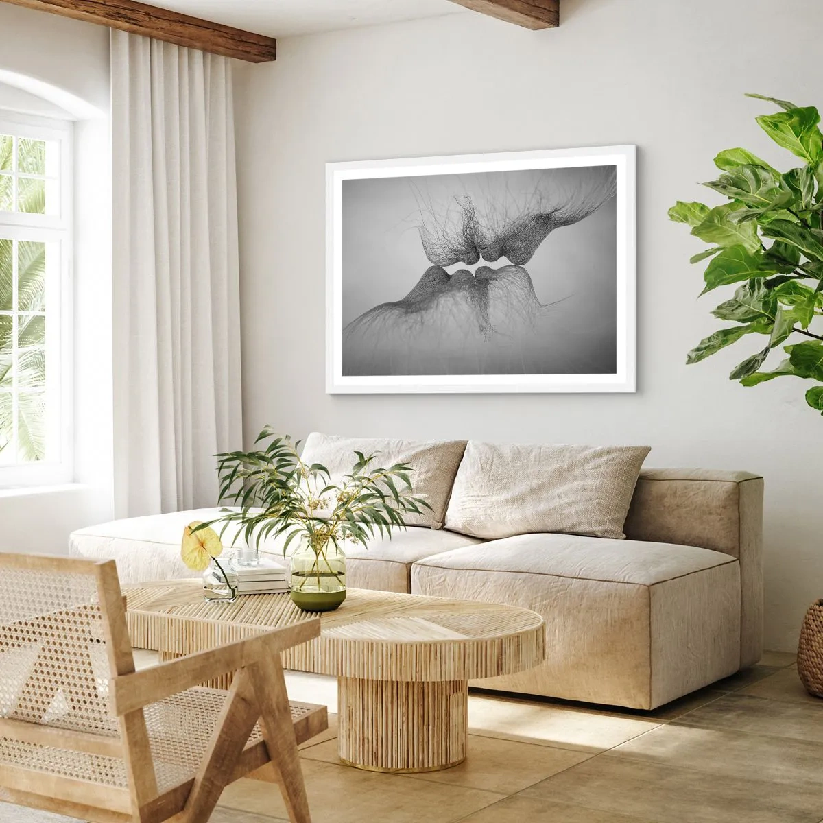 Affiche dans un cadre blanc - Poster - La bise du vent - 50x40 cm