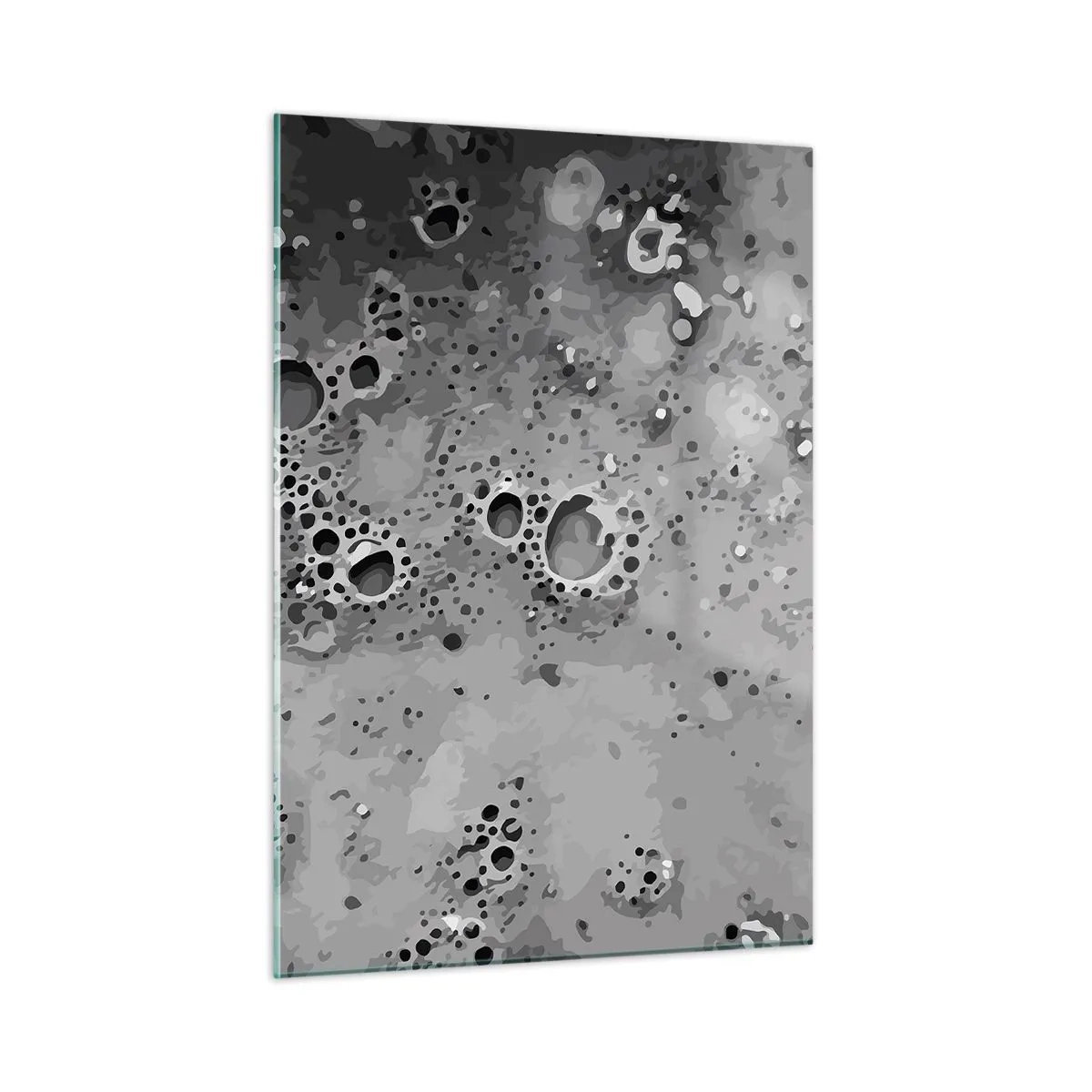 Impression sur verre - Image sur verre - Un motif abstrait ressemblant à la surface de la lune dans des tons de gris. - 50x70cm - Comme un paysage lunaire - Décoration murale moderne pour le salon et la chambre ARTTOR