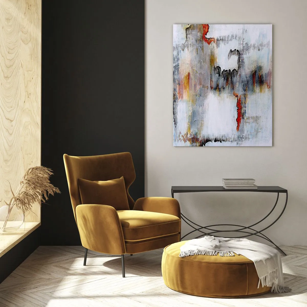 Impression sur verre - Image sur verre - Composition abstraite aux couleurs énergiques - 50x70cm - Un bâton sur l'eau - Décoration murale moderne pour le salon et la chambre ARTTOR