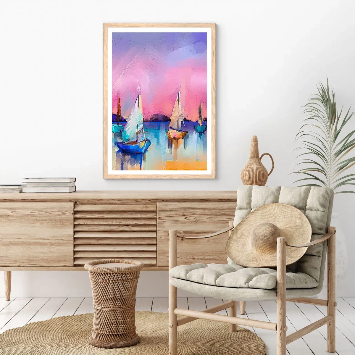 Affiche dans un chêne clair - Poster - Direction: les eaux larges - 30x40 cm