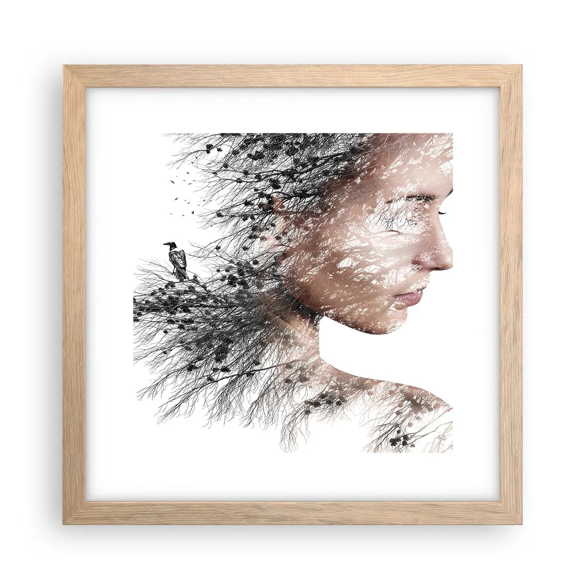 Affiche dans un chêne clair - Poster - L'âme de la forêt - 30x30 cm