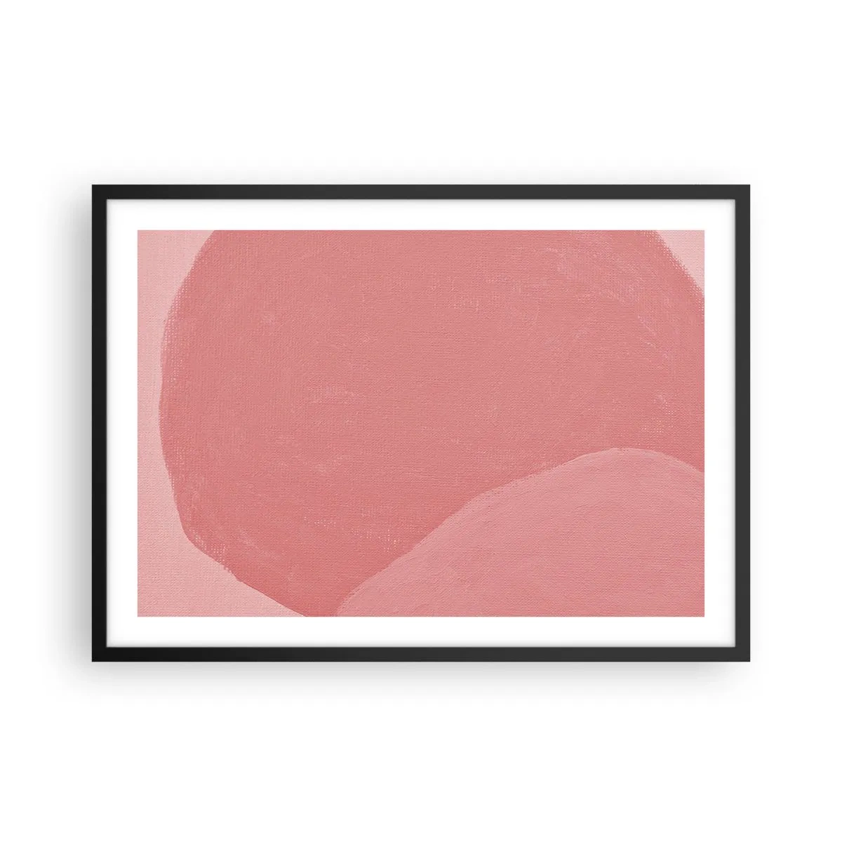 Affiche dans un cadre noir - Poster - Abstraction délicate dans des tons de rose, formes organiques et minimalisme - 70x50cm - Composition organique en rose - Décoration murale moderne pour le salon et la chambre ARTTOR