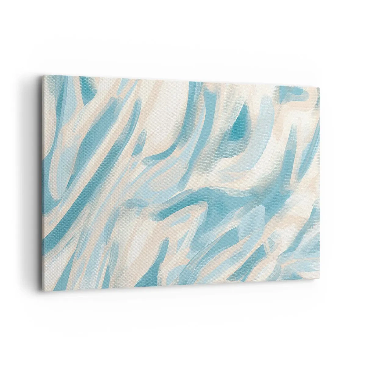 Impression sur toile - Image sur toile - Des stries bleues abstraites sur un fond clair - 120x80cm - Brise printanière - Décoration murale moderne pour le salon et la chambre ARTTOR