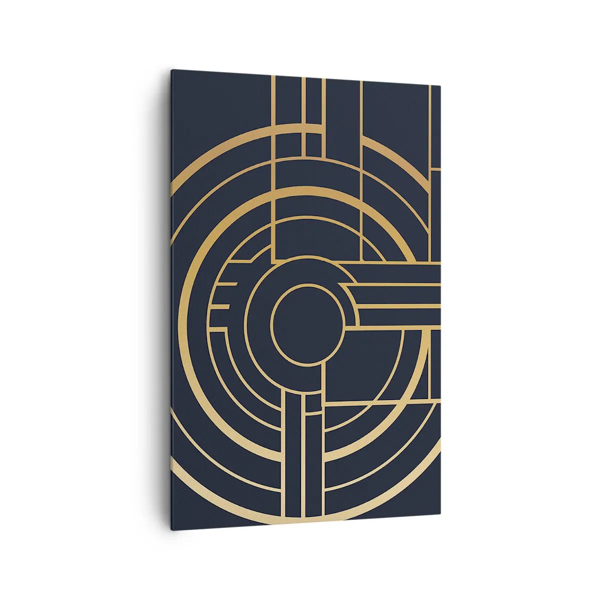 Impression sur toile - Image sur toile - Motif géométrique avec des lignes dorées - 80x120cm - Rotation des éléments - Décoration murale moderne pour le salon et la chambre ARTTOR