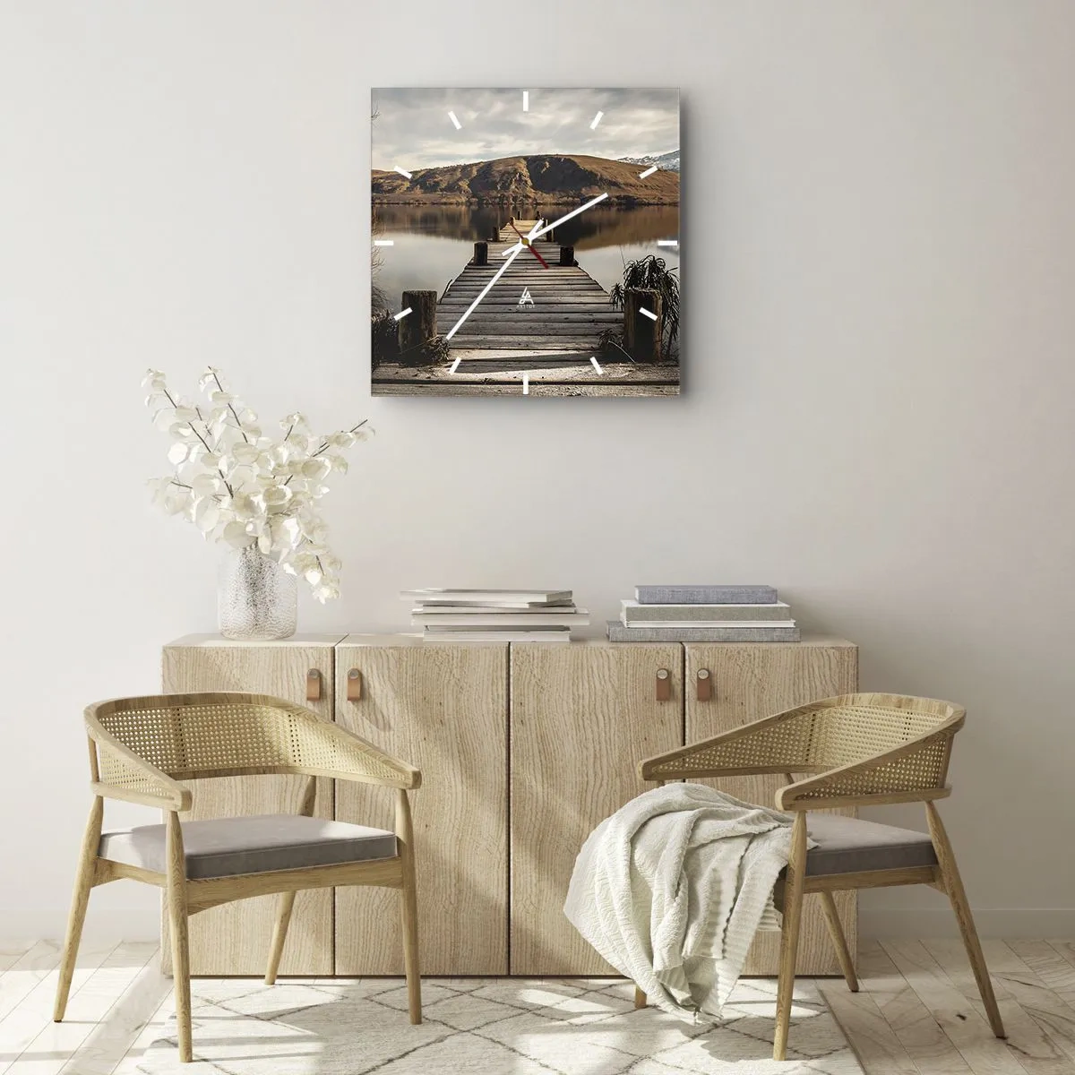 Horloge murale - Pendule murale - Paysage silencieux - 40x40 cm