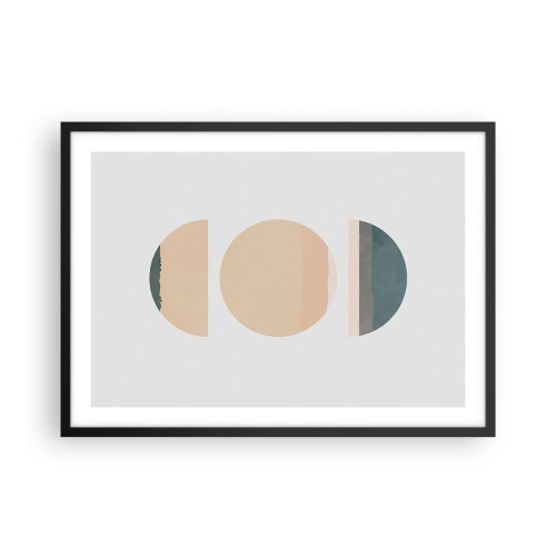 Affiche dans un cadre noir - Poster - Formes géométriques abstraites aux couleurs pastel - 70x50cm - Cercles après cercles - Décoration murale moderne pour le salon et la chambre ARTTOR