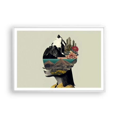 Affiche dans un cadre blanc - Poster - La femme – toujours un mystère - 100x70 cm