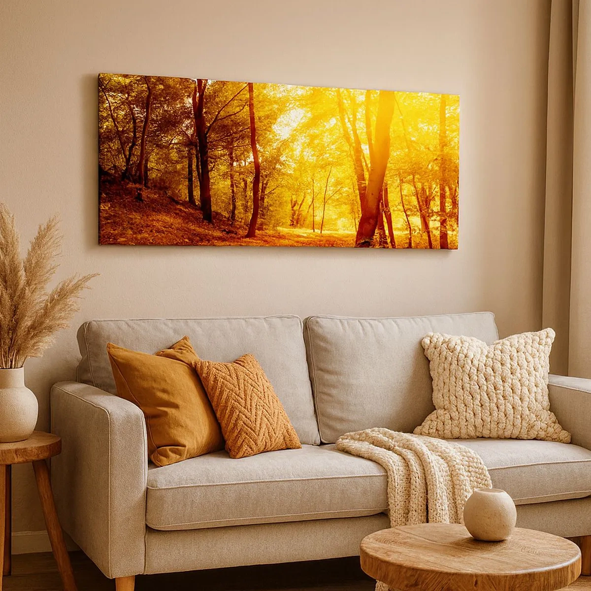 Impression sur toile - Image sur toile - Vers la clairière dorée - 100x40 cm