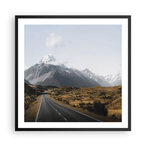 Affiche dans un cadre noir - Poster - Chemin vers le coeur de la montagne - 60x60 cm