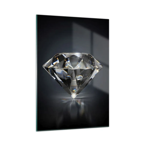 Impression sur verre - Image sur verre - Un diamant étincelant sur un fond sombre dans un arrangement élégant - 50x70cm - La meilleure amie - Décoration murale moderne pour le salon et la chambre ARTTOR