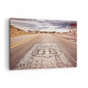 Impression sur toile - Image sur toile - Route 66 dans un climat désertique avec un ciel pittoresque - 100x70cm - Mother Road - une légende américaine - Décoration murale moderne pour le salon et la chambre ARTTOR