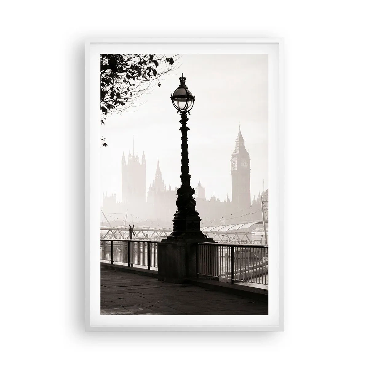 Affiche dans un cadre blanc - Poster - Un matin londonien - 61x91 cm