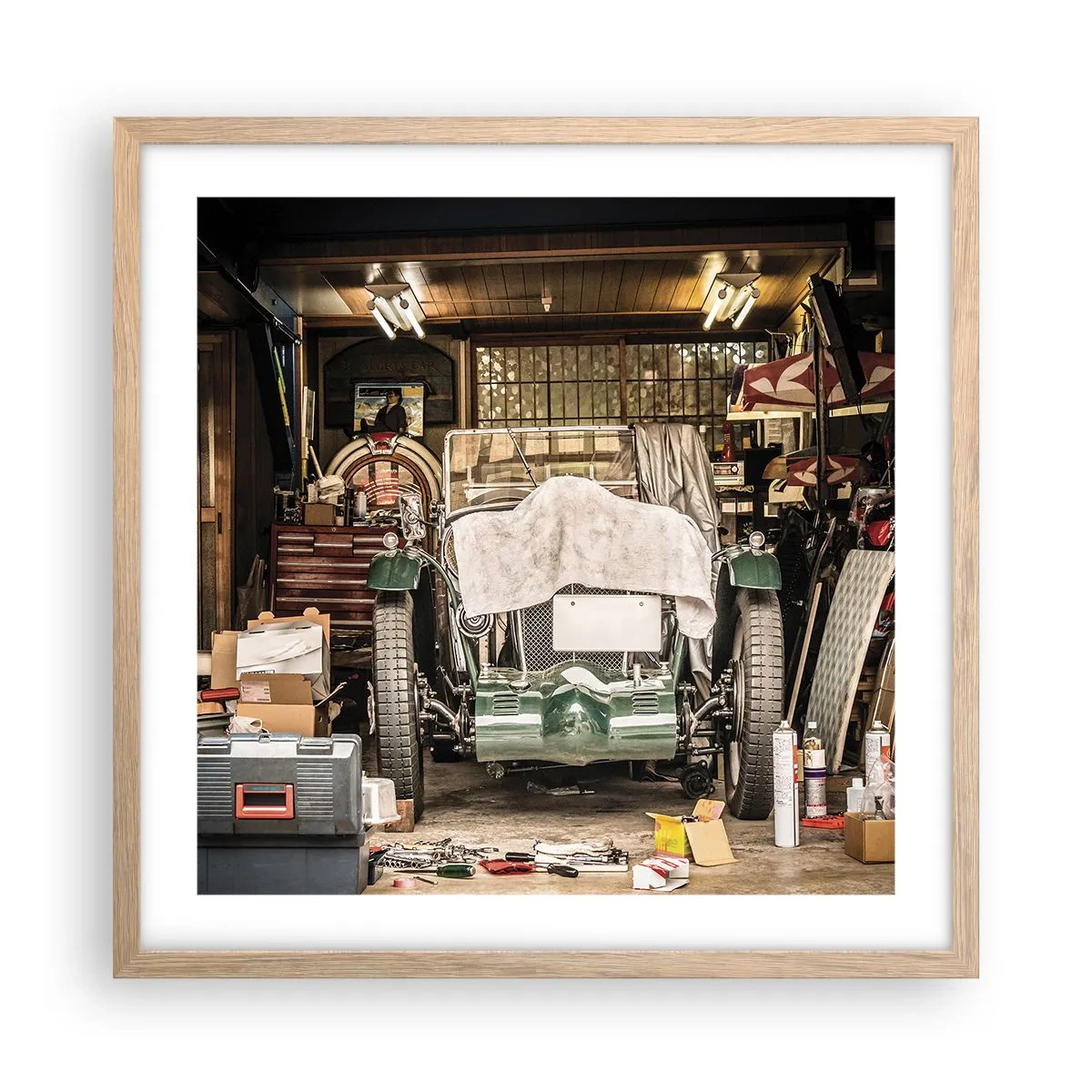 Affiche dans un chêne clair - Poster - Retour vers le passé - 50x50 cm