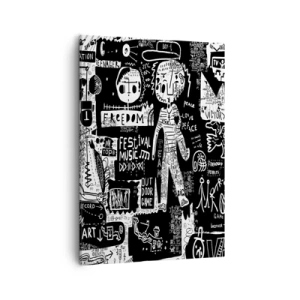 Impression sur toile - Image sur toile - Collage noir et blanc inspiré du street art - 50x70cm - Jeunesse spirituelle de loi et de joie - Décoration murale moderne pour le salon et la chambre ARTTOR