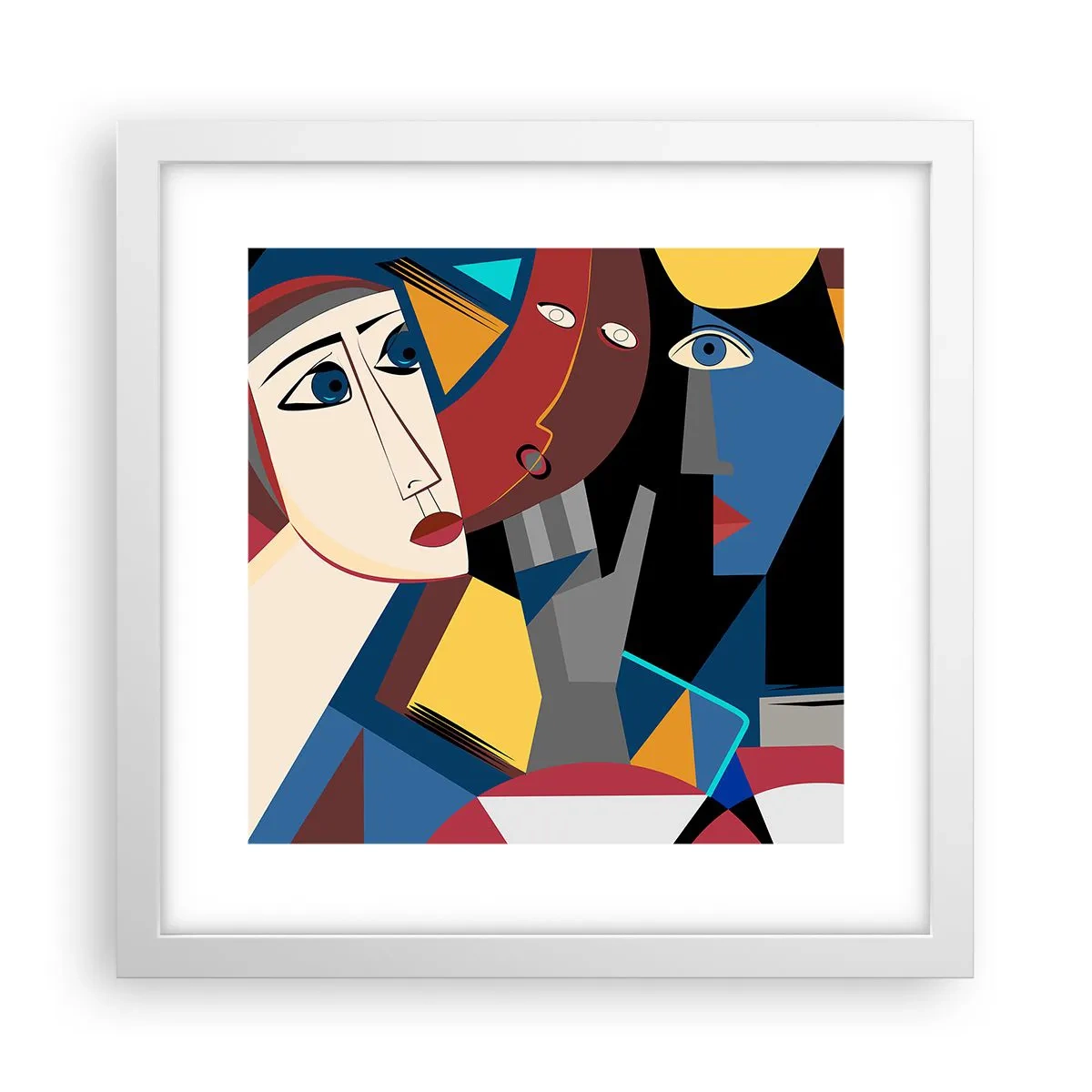 Affiche dans un cadre blanc - Poster - Une conversation entre cubistes - 30x30 cm