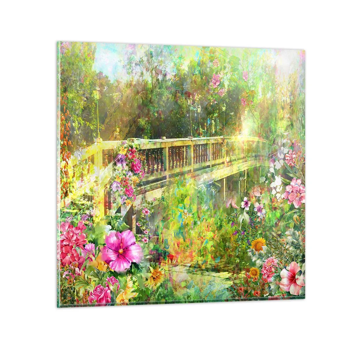 Impression sur verre - Image sur verre - Le soupire d'un pont de printemps - 50x50 cm