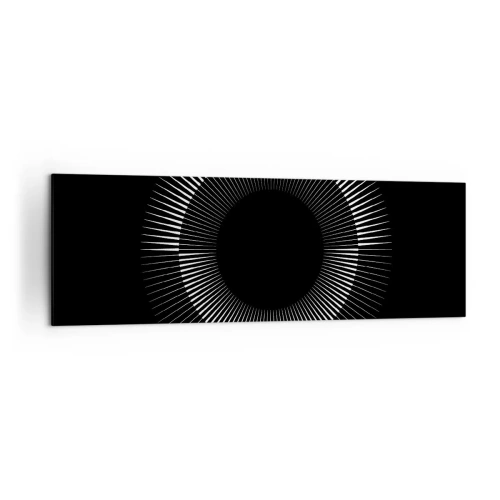 Impression sur toile - Image sur toile - Cercle graphique avec des rayons en noir et blanc - 160x50cm - Soleil noir - Décoration murale moderne pour le salon et la chambre ARTTOR