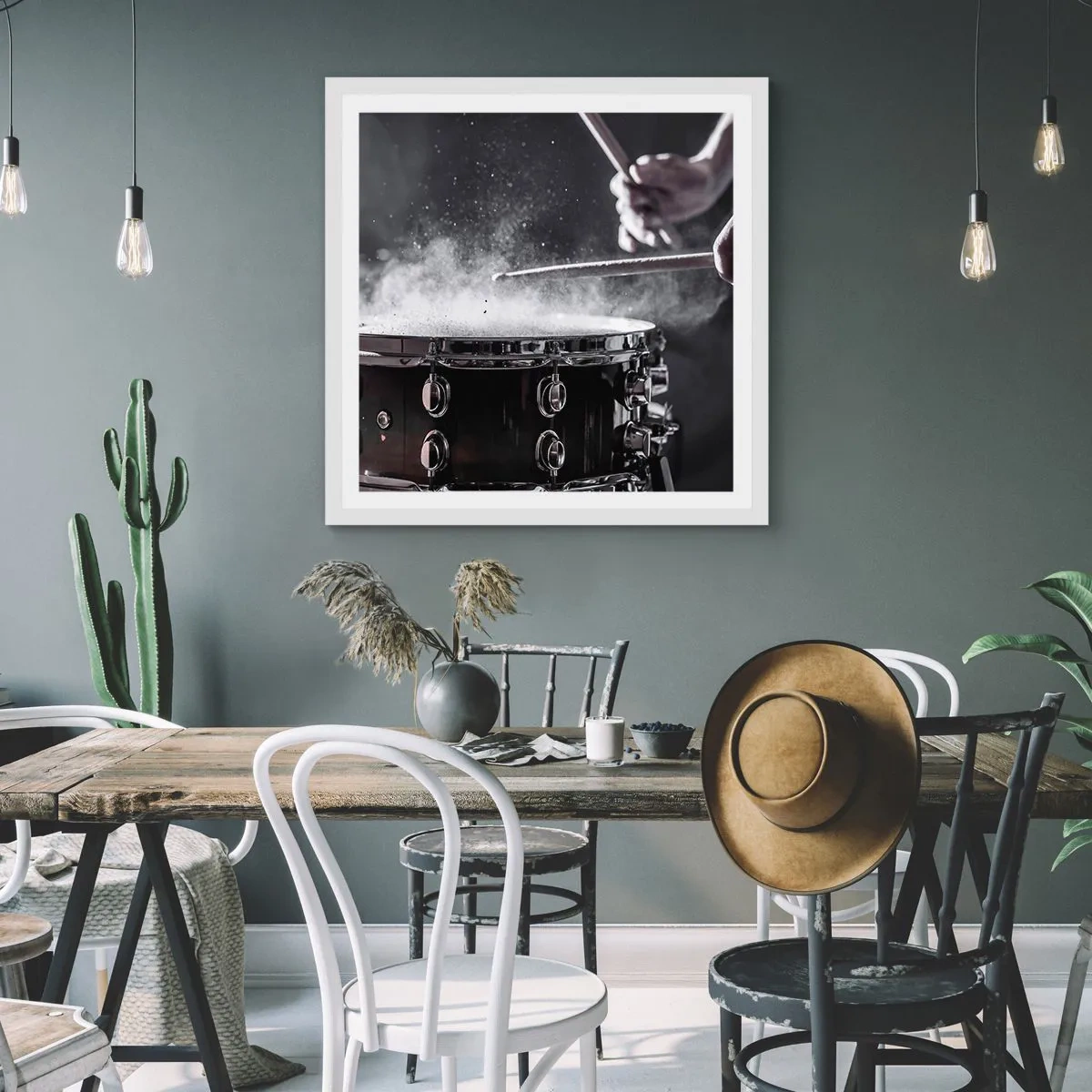 Affiche dans un cadre blanc - Poster - Tempo de la musique - 60x60 cm