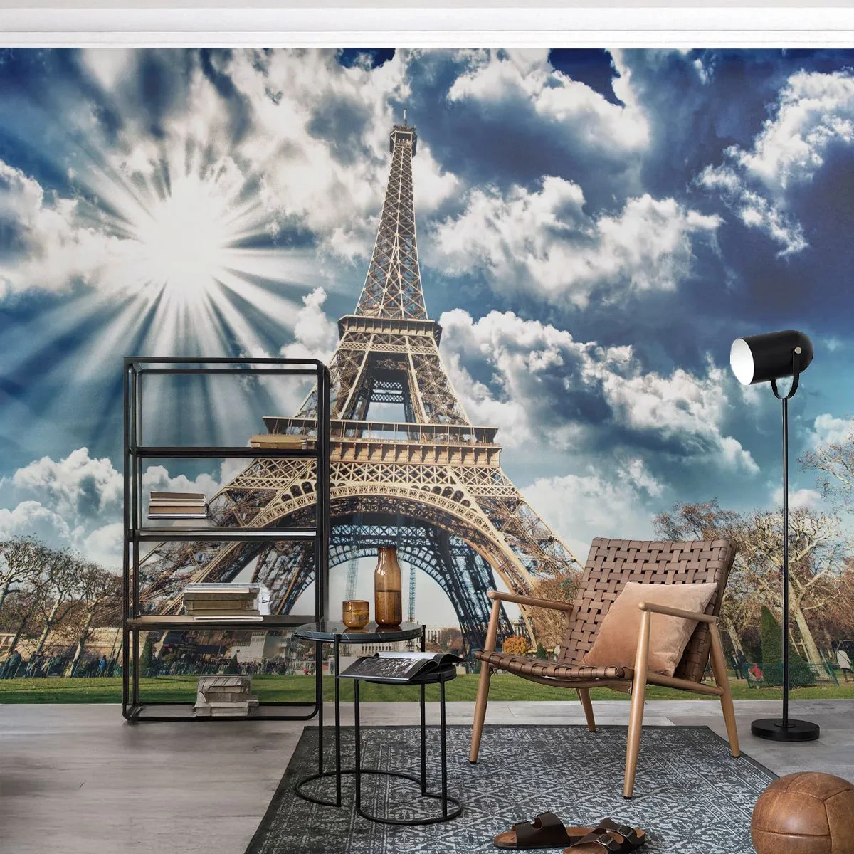 Papier Peint Photo Premium Sand - La seule et unique sous le soleil - tour Eiffel, Paris, Architecture - 500x350 cm