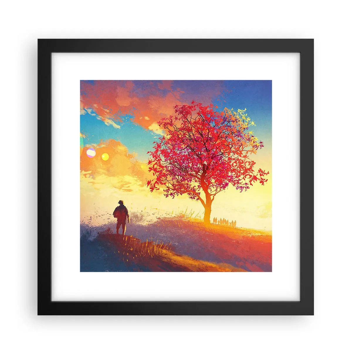 Affiche dans un cadre noir - Poster - Pèlerin à destination - 30x30 cm