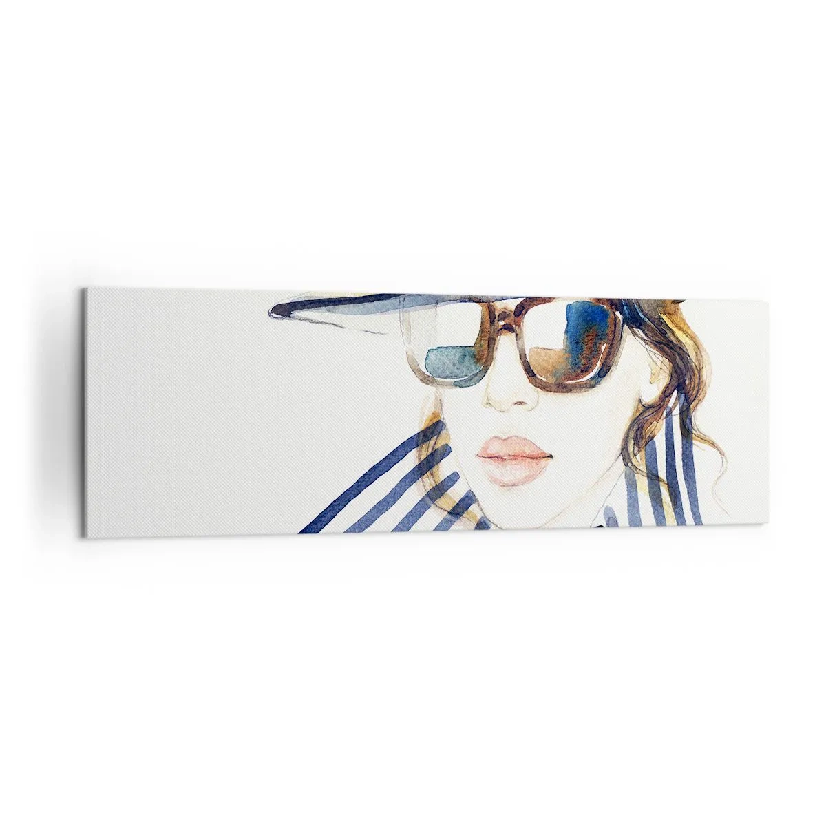 Impression sur toile - Image sur toile - Portrait d'une femme portant un chapeau et des lunettes de soleil - 160x50cm - La Floride vous souhaite la bienvenue ! - Décoration murale moderne pour le salon et la chambre ARTTOR