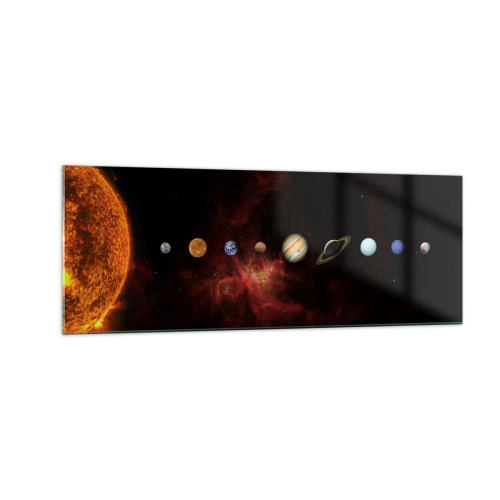 Impression sur verre - Image sur verre - Le système solaire avec des planètes sur fond d'espace - 140x50cm - Notre quartier - Décoration murale moderne pour le salon et la chambre ARTTOR