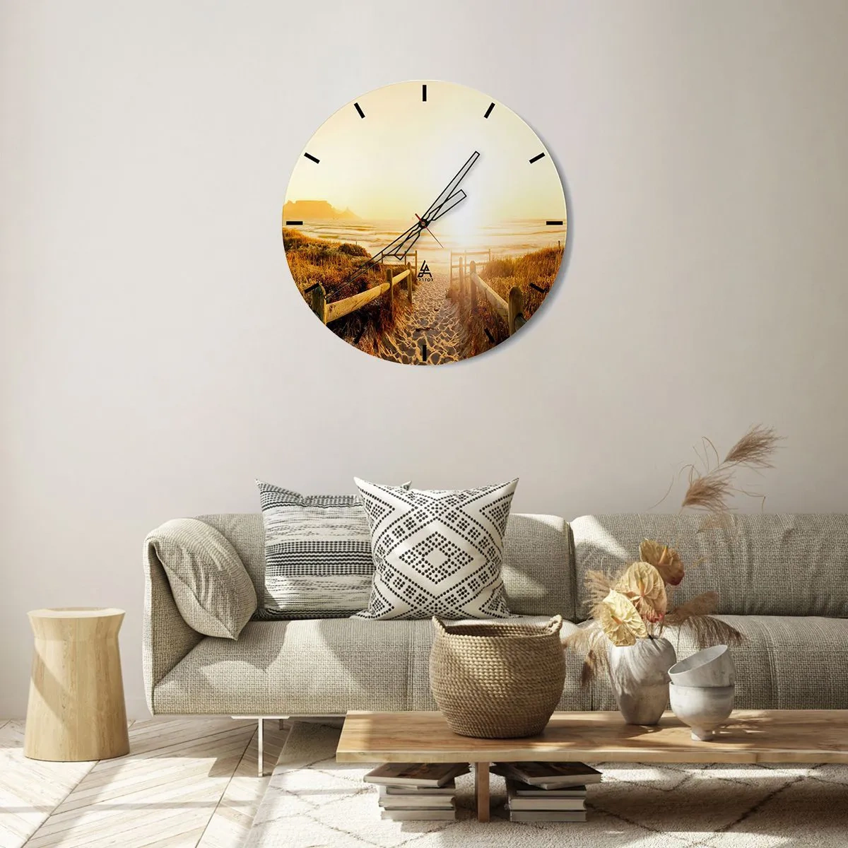 Horloge murale - Pendule murale - A travers la dune, vers le soleil - 30x30 cm