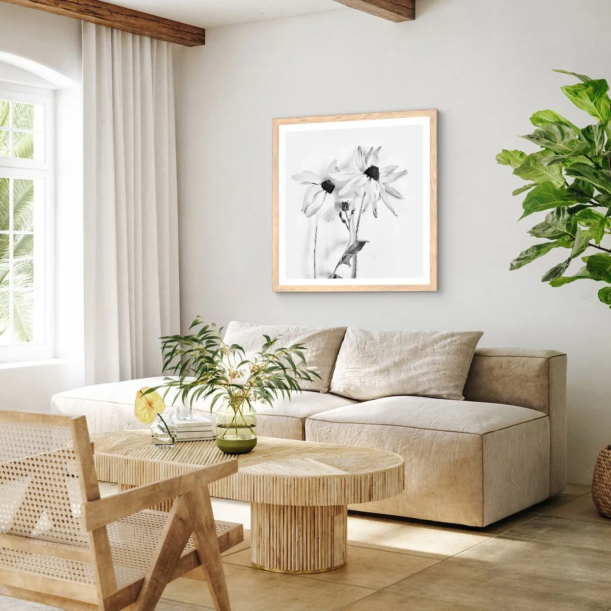 Affiche dans un chêne clair - Poster - Personne ne souhaite être seul - 40x40 cm