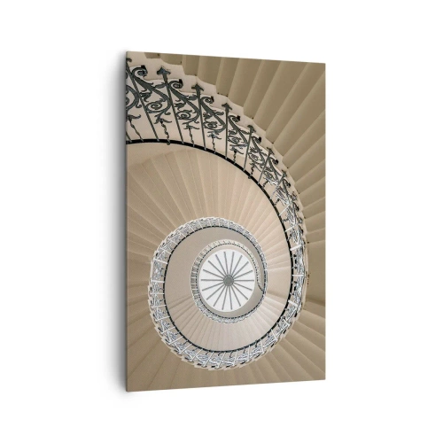 Impression sur toile - Image sur toile - Escalier en colimaçon dans une approche géométrique élégante - 80x120cm - À l'intérieur de la coquille - Décoration murale moderne pour le salon et la chambre ARTTOR