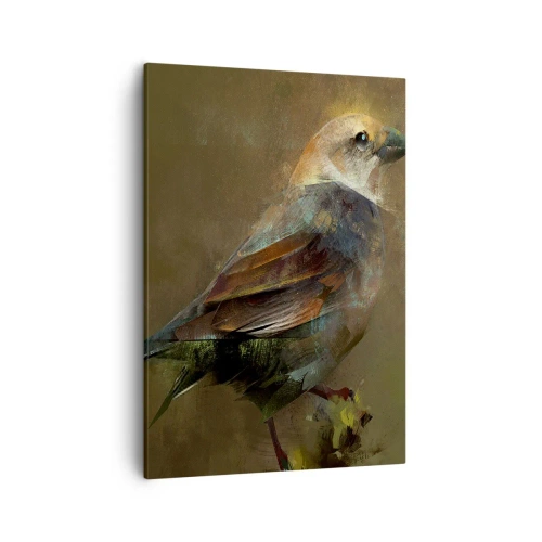 Impression sur toile - Image sur toile - Une interprétation artistique d'un moineau sur fond marron - 50x70cm - Un moineau, un petit oiseau - Décoration murale moderne pour le salon et la chambre ARTTOR