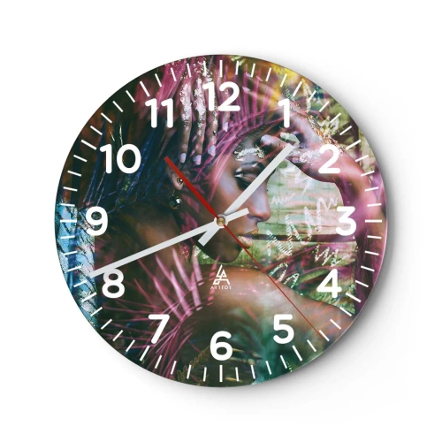 Horloge murale - Pendule murale - Dame Nature dans la jungle - 30x30 cm