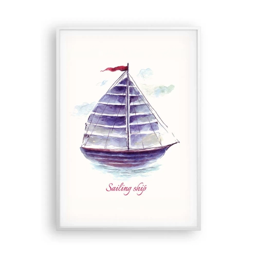 Affiche dans un cadre blanc - Poster - Plein de voiles et d’eau calme - 70x100 cm